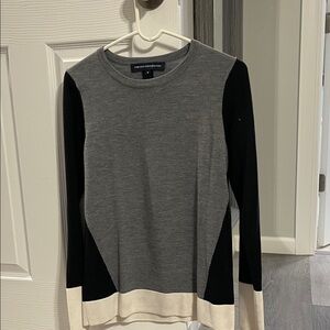 French Connection Gray and Black Colorblock Sweater